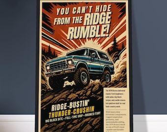 Vintage 1979 Ford Bronco Poster – Retro Off-Road Truck Wall Art, Classic 4x4 Print