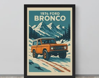 1974 Ford Bronco Poster – Vintage Off-Road Wall Art – Classic Bronco Gift, Retro SUV Decor, Boys Room, Garage Print, Ford 4x4 Artwork