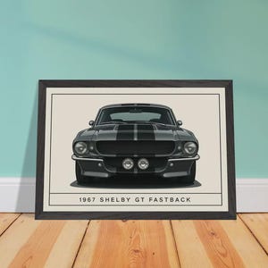 1967 Shelby GT Fastback Eleanor Poster – Classic Muscle Car Wall Art – Garage Decor – Retro Ford Mustang Gift for Dad or Car Lover