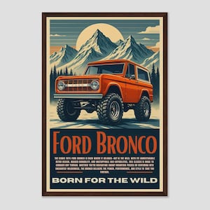 Vintage Ford Bronco Poster, Retro car nursery decor, retro kids car decor, boy bedroom ideas, playroom boy wall, car nursery