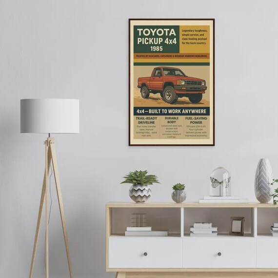 1985 Toyota Pickup 4x4 Poster – Retro Truck Art Print, Gift for