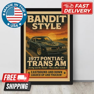 Poster Trans Am del 1977 – Smokey and the Bandit Muscle Car Wall Art – Regalo per marito, papà o fidanzato – Stampa decorativa retrò per garage