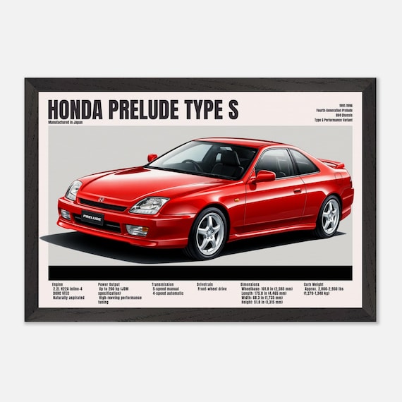 1996 Honda Prelude Type S Poster – Vintage JDM Sports Car Wall Art