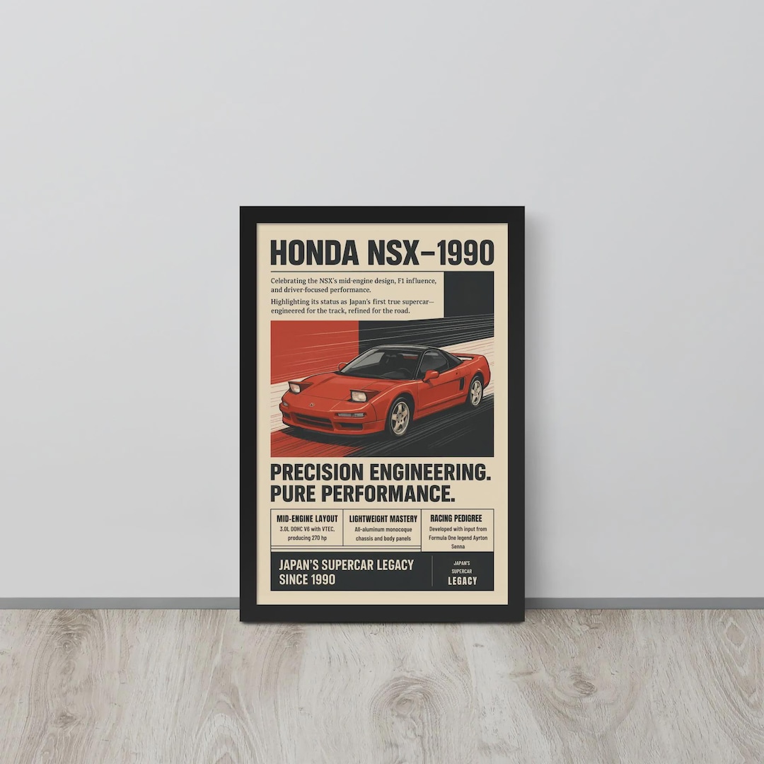 1990 Honda NSX Poster Vintage JDM Supercar Wall Art – Gift