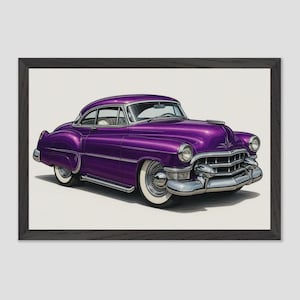 1953 Cadillac Series 62 Coupe Poster – Vintage Lowrider Wall Art, Classic Car Decor, Gift for Dad or Car Enthusiast