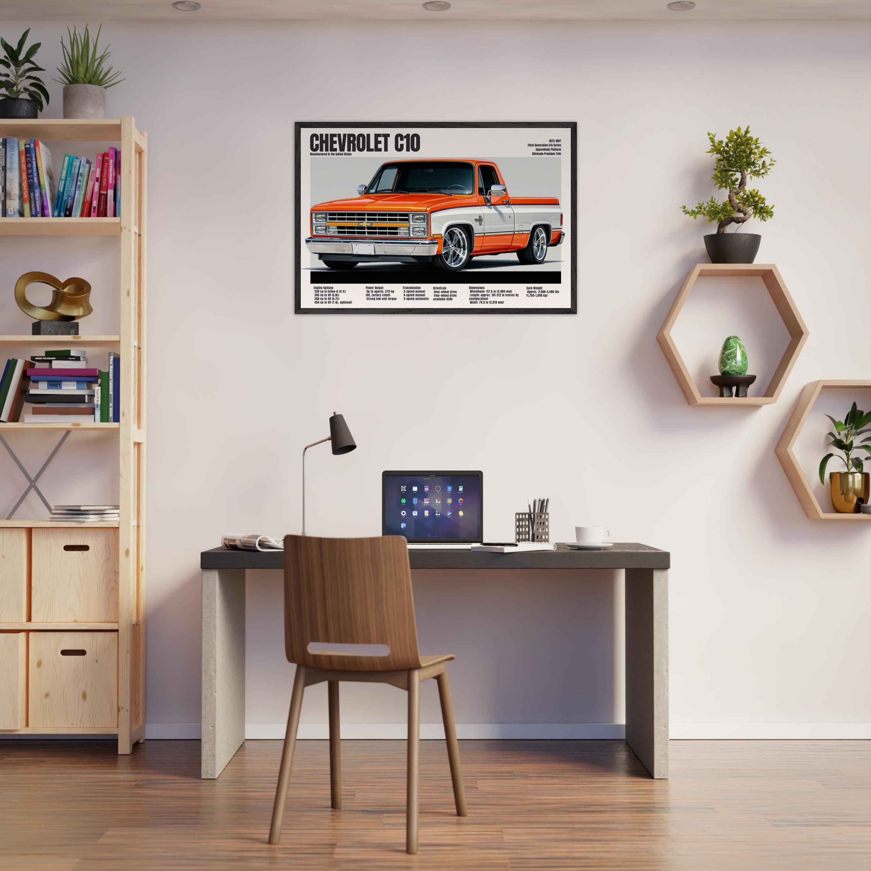 1973–1987 Chevy C10 Poster – Vintage Squarebody Truck Wall Art