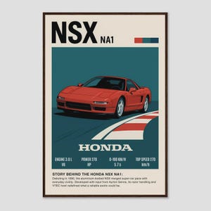 Poster Honda NSX NA1 – Decorazione murale auto JDM per la cameretta dei ragazzi, decorazione garage, regalo per amanti delle auto, regalo per papà – Stampa decorativa retrò per garage