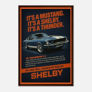Poster Shelby Mustang GT500 del 1967 – 428 Police Interceptor Wall Art – Regalo per papà, stampa per caverna maschile, decorazione da garage