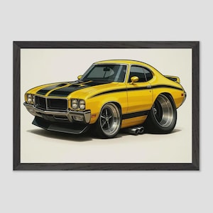1970 Buick GSX Stage 1 Poster – Retro Muscle Car Wall Art, Classic Buick Print, Garage Decor for Car Guys, Gift for Dad or Husband