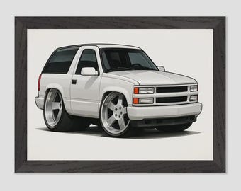 1996 Chevy Tahoe Poster – Slammed GMT400 Truck, Garage Decor