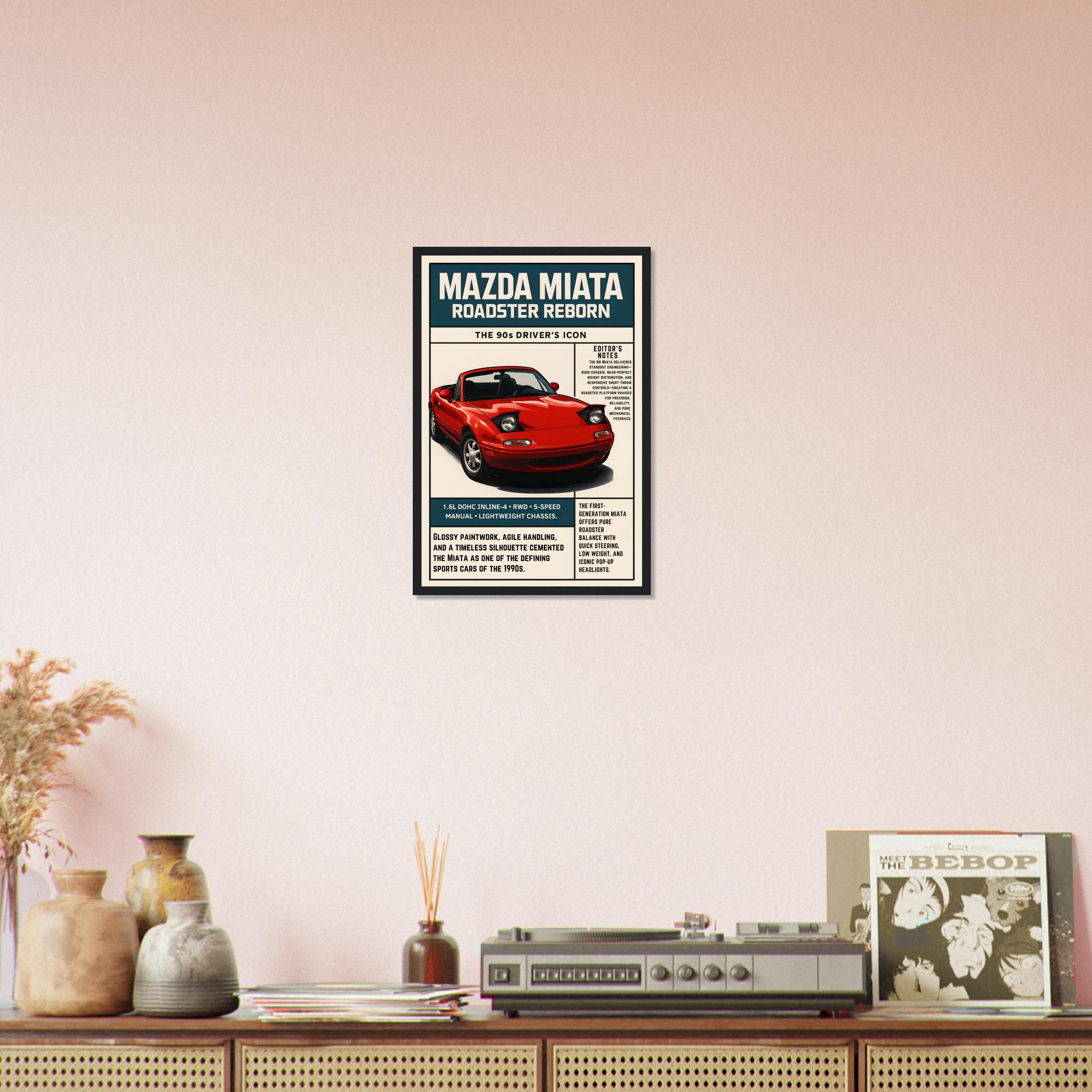 Vintage Mazda Miata Poster, NA Roadster 90s Classic Car Wall Art