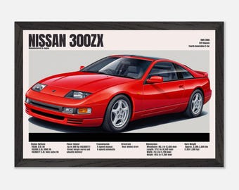 300zx Z32 Art, Nissan 300zx, Jdm Twin Turbo, Z32 Poster Art, Retro