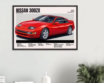 300zx Z32 Art, Nissan 300zx, Jdm Twin Turbo, Z32 Poster Art, Retro