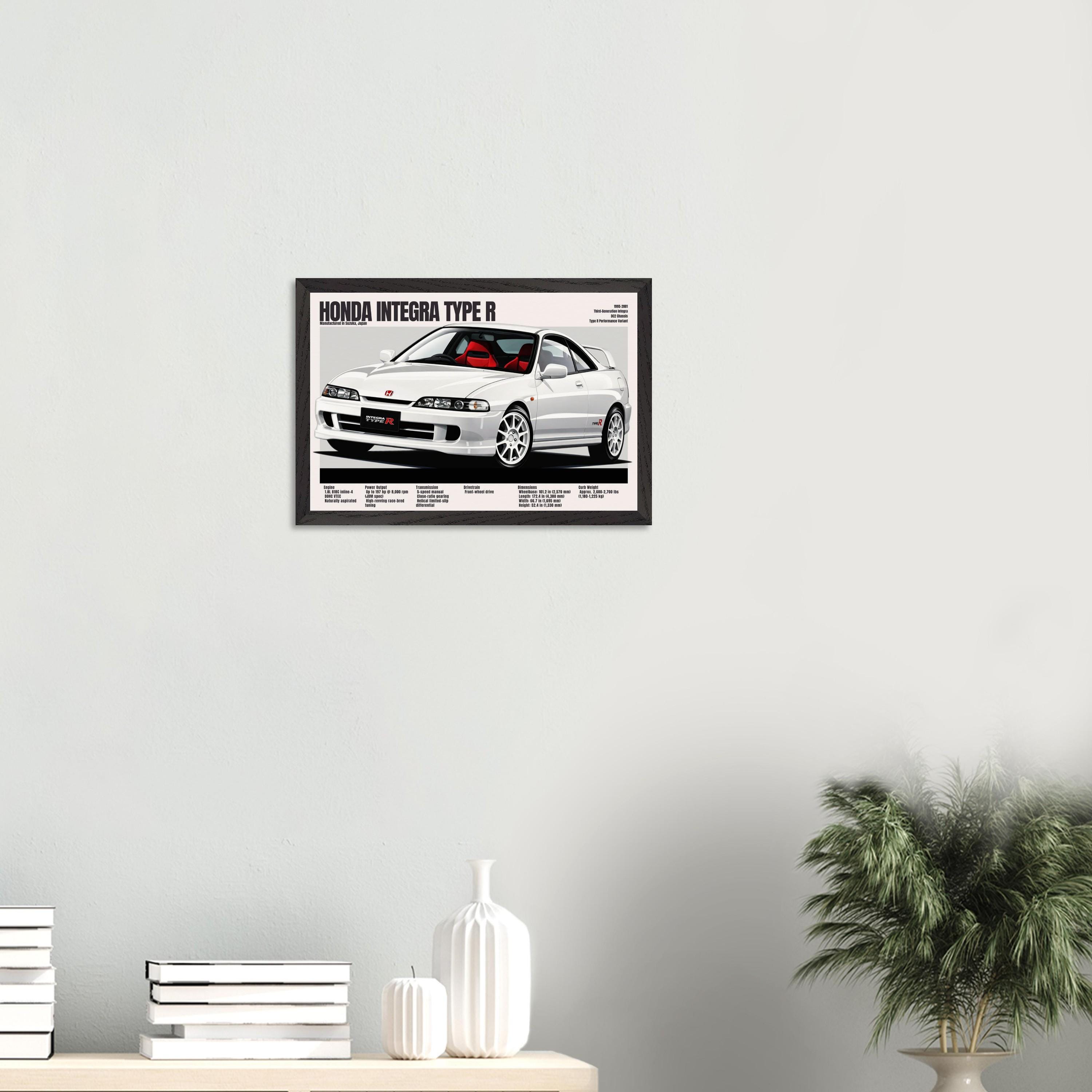 Honda Integra Type R Poster – Vintage DC2 JDM Sports Car Wall Art