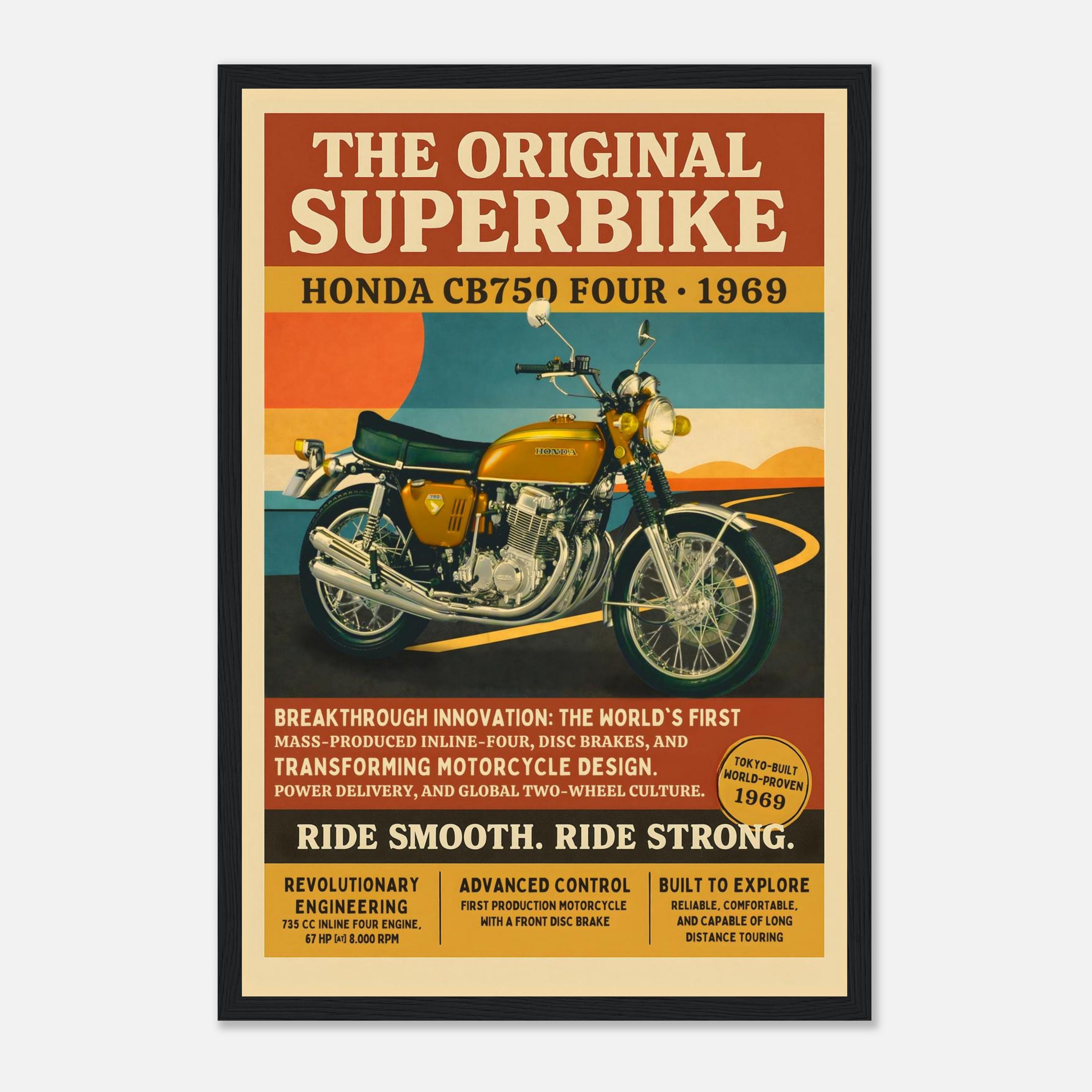 CB750　ライティングポスター 1969 Honda CB750 Poster Vintage Motorcycle Wall Art – Gift for Dad
