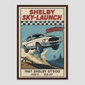 1967 Shelby GT500 Poster – Kids Muscle Car Wall Art, Gift for Dad, Grandpa or Car Guy, Vintage Mustang Room Decor