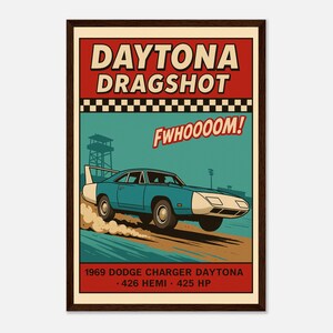 Poster Dodge Daytona HEMI del 1969 – Regalo per papà, decorazione murale per muscle car, decorazione per la cameretta dei bambini, stampa "Man Cave Charger"