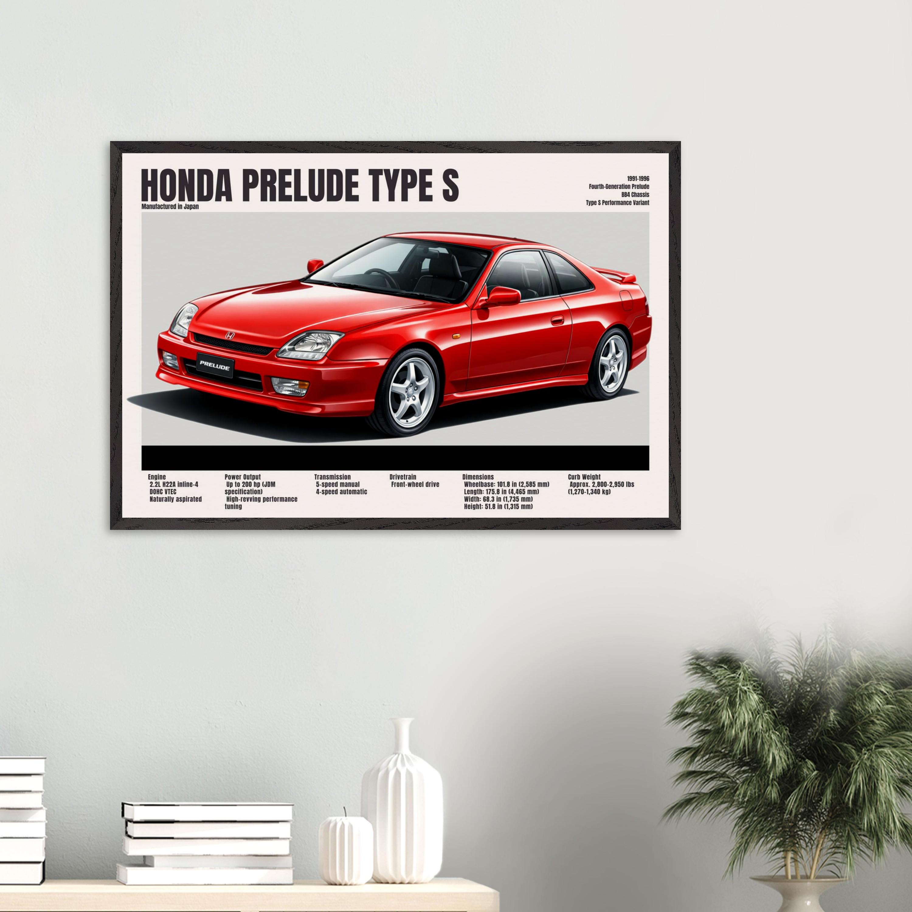 1996 Honda Prelude Type S Poster – Vintage JDM Sports Car Wall Art