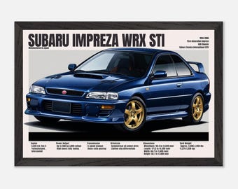 Subaru WRX STI GC8 Poster – Vintage JDM Rally Car Wall Art, Retro