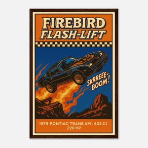 Poster Trans Am del 1979 – Stampa artistica di auto retrò per la cameretta dei bambini, regalo per papà, decorazione da parete per garage, stampa artistica di una muscle car Firebird