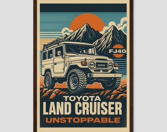 Toyota Land Cruiser FJ40 Poster – Vintage 4x4 Digital Print for Garage Decor, Gift for Husband or Dad, Man Cave Wall Art