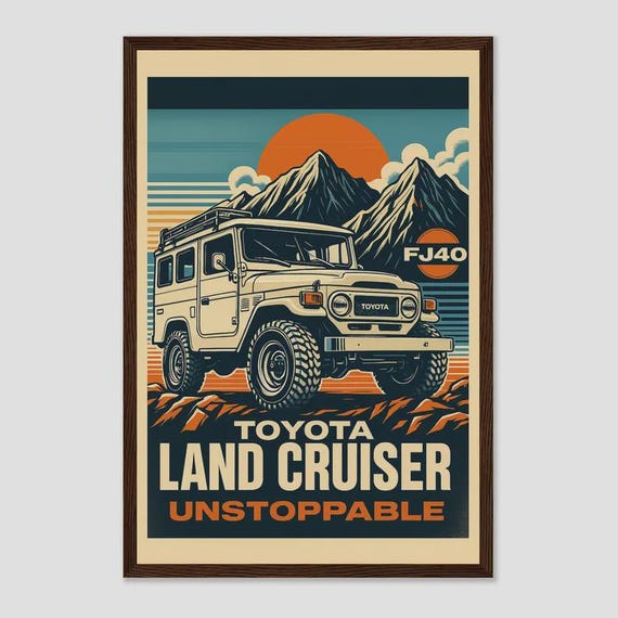 Toyota Land Cruiser FJ40 Poster – Vintage 4x4 Digital Print for