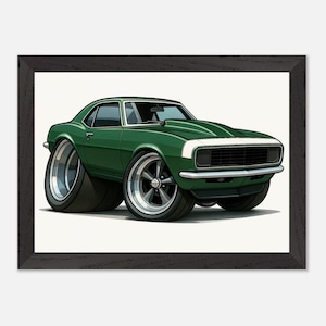1968 Chevy Camaro SS 396 poster – vintage muscle car muurkunst – retro garage decor voor vader, man cave, jongenskamer cadeau