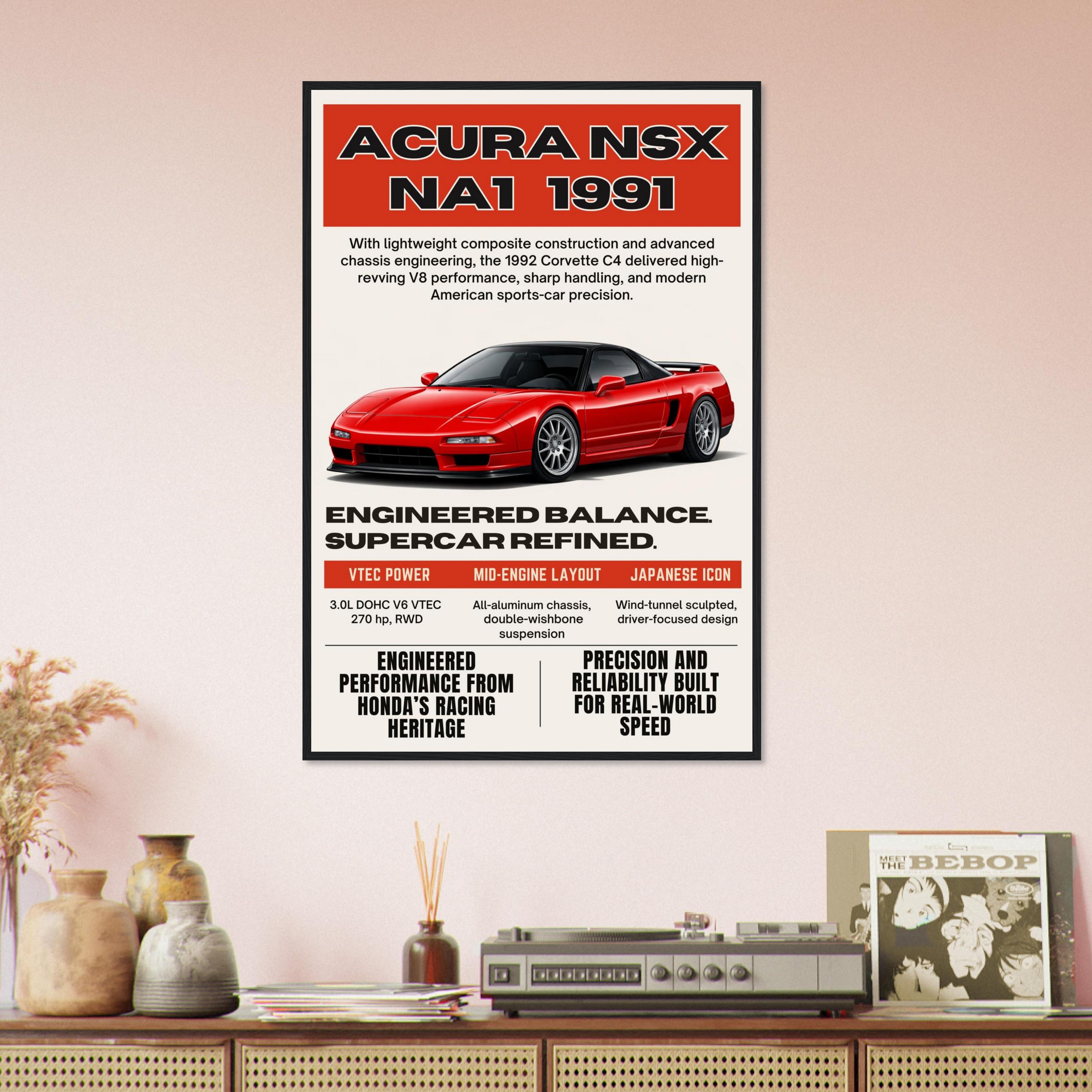 1991 Acura NSX NA1 Poster – Vintage JDM Supercar Wall Art, Red