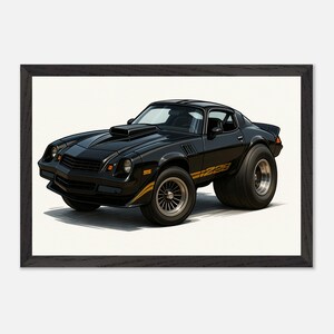 Póster de Camaro Z28 para pared: decoración retro de muscle car para garaje, man cave o regalo para papá, esposo o amante de los autos clásicos.