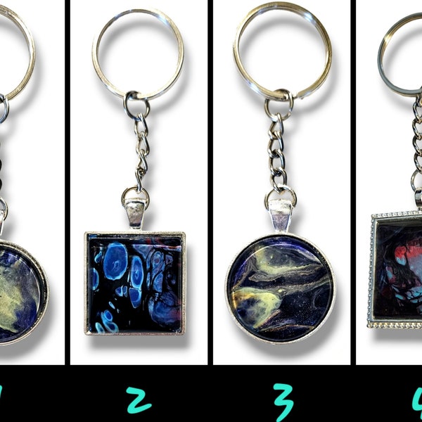 Unique Hand Painted Acrylic Fluid Art Keychain for Anyone