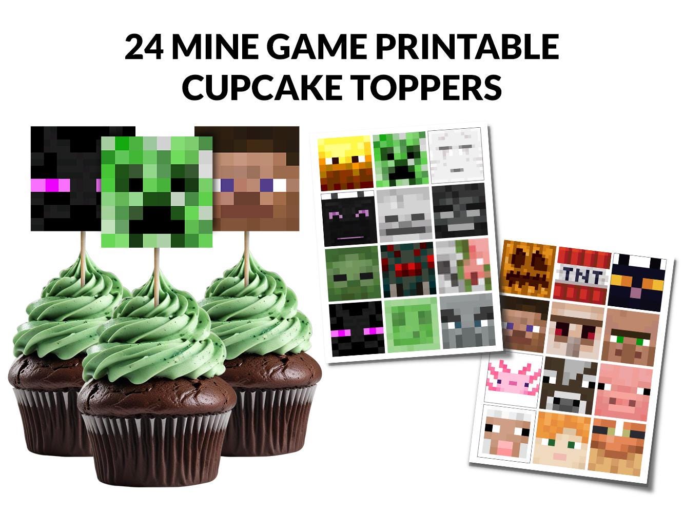 Minecraft Birthday Party Toppers