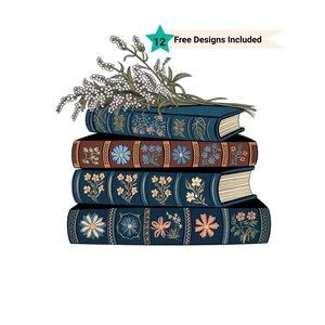 Bookshelf Clipart, Bookworm Clipart, Book Lover Clipart, Bookcase Clipart, Watercolor Clipart, Bookshelf Watercolor, Floral Book Clipart