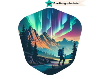 Outdoors Clipart, Aurora Borealis Png, Mountain Clipart, Sublimation Design Png, Hiking Png, Camping Clipart, Northern Lights Png