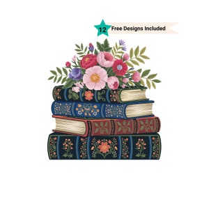 Bookshelf Clipart, Bookworm Clipart, Book Lover Clipart, Bookcase Clipart, Watercolor Clipart, Bookshelf Watercolor, Floral Book Clipart