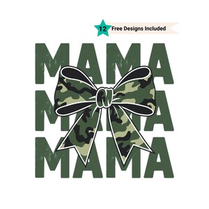 Mama Camo Coquette Bow PNG, Old School Camo png, Girls Camo Bow Png Shirt, Retro Hunting Sublimation, Coquette Bow Png, Camouflage Print Png