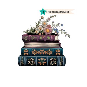 Bookshelf Clipart, Bookworm Clipart, Book Lover Clipart, Bookcase Clipart, Watercolor Clipart, Bookshelf Watercolor, Floral Book Clipart