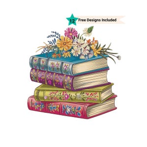 Bookshelf Clipart, Bookworm Clipart, Book Lover Clipart, Bookcase Clipart, Watercolor Clipart, Bookshelf Watercolor, Floral Book Clipart