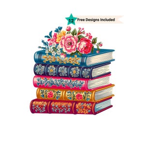 Bookshelf Clipart, Bookworm Clipart, Book Lover Clipart, Bookcase Clipart, Watercolor Clipart, Bookshelf Watercolor, Floral Book Clipart