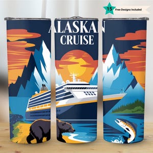 Alaska Cruise Tumbler Wrap 20 oz Sublimation Design, 20oz Skinny Tumbler Digital Download PNG, Alaskan Cruise Design