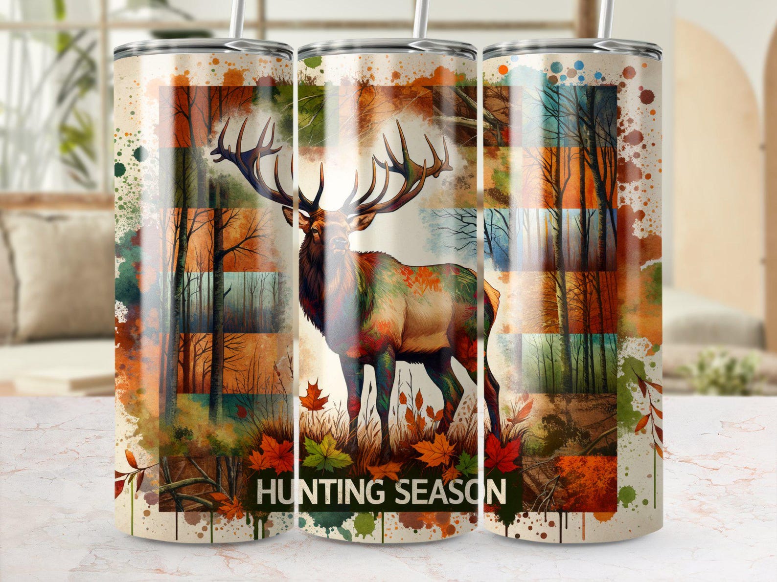 Seamless Camo Deer Elk Hunting Season Tumbler Wrap 20oz Sublimation ...