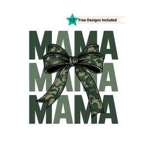 Mama Camo Coquette Bow PNG, Old School Camo png, Girls Camo Bow Png Shirt, Retro Hunting Sublimation, Coquette Bow Png, Camouflage Print Png