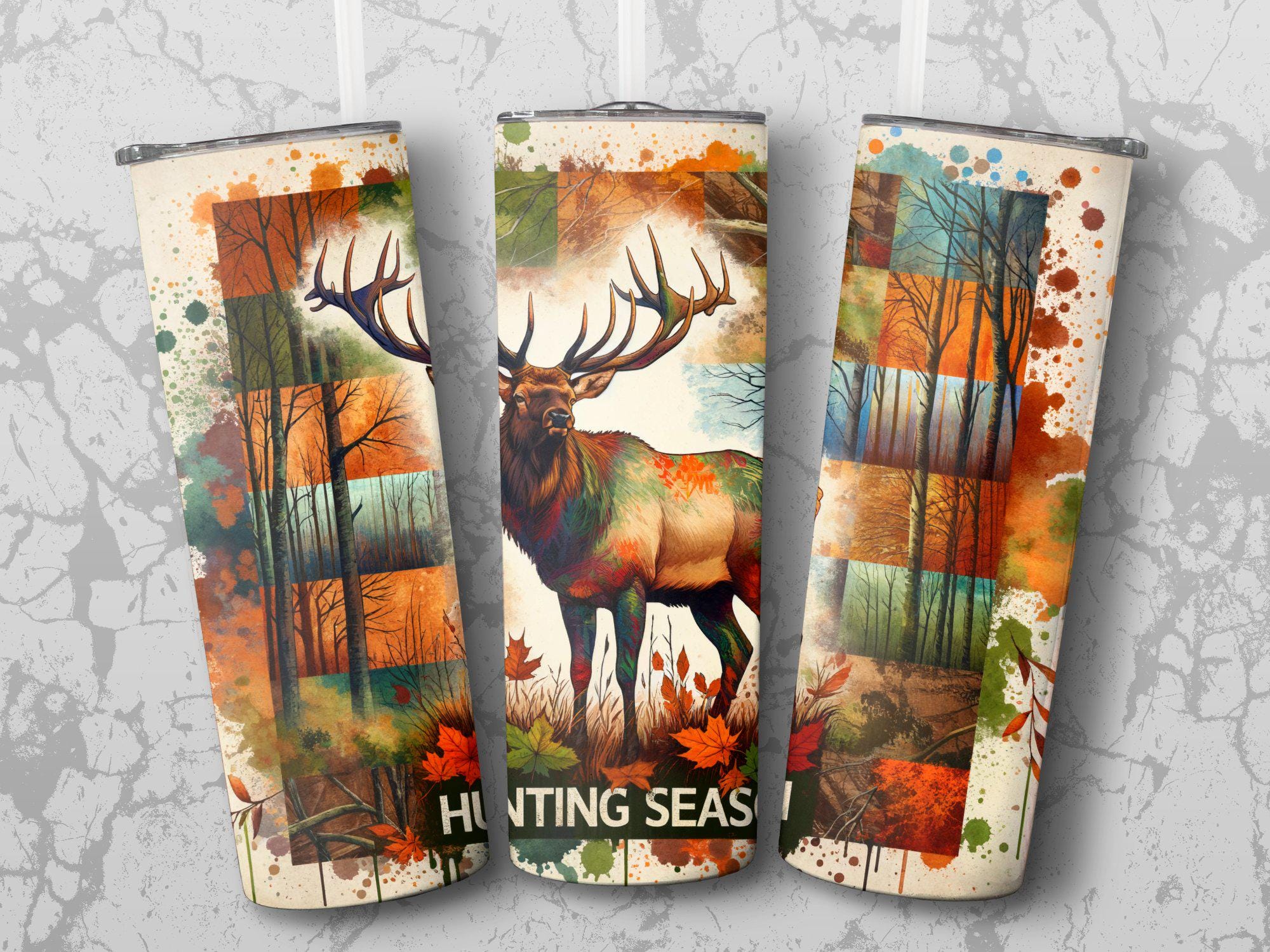 Seamless Camo Deer Elk Hunting Season Tumbler Wrap 20oz Sublimation ...