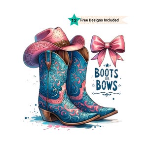 Boots Or Bows Gender Reveal PNG, Retro Cowgirl Cowboy Shower Reveal Party PNG, Western Sublimation, Rodeo Country Design