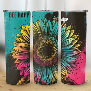 Bee Affirmation Tumbler Wrap, 20oz Skinny Sublimation Tumbler Design, Inspirational Sublimation Wrap, Watercolor Bee Tumbler PNG Downloads