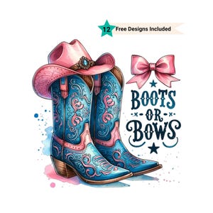Boots Or Bows Gender Reveal PNG, Retro Cowgirl Cowboy Shower Reveal Party PNG, Western Sublimation, Rodeo Country Design