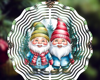 Gnome Wind Spinner PNG, Winter Wind Spinner Sublimation Design, Christmas Wind Spinner PNG, Winter Gnome Wind Spinner PNG