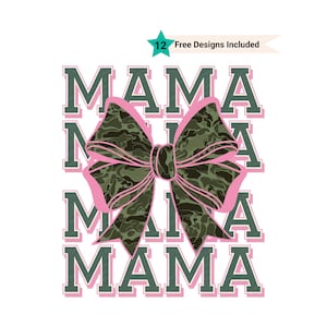 Mama Camo Coquette Bow PNG, Old School Camo png, Girls Camo Bow Png Shirt, Retro Hunting Sublimation, Coquette Bow Png, Camouflage Print Png