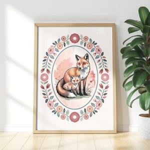 Forest Animal Nursery Decor, Fox Wall Art, Nursery Printable Wall Art, Watercolor Fox Prints, Digital Wall Art, Whimsical Wall Art