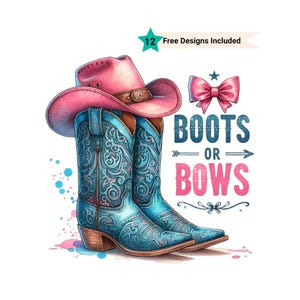 Boots Or Bows Gender Reveal PNG, Retro Cowgirl Cowboy Shower Reveal Party PNG, Western Sublimation, Rodeo Country Design