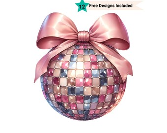 Disco Ball Png, Pink Coquette Bow Png, Pink Disco Ball, Coquette Disco Ball, Pink Bow Png, Pink Coquette Png, Sublimation Design